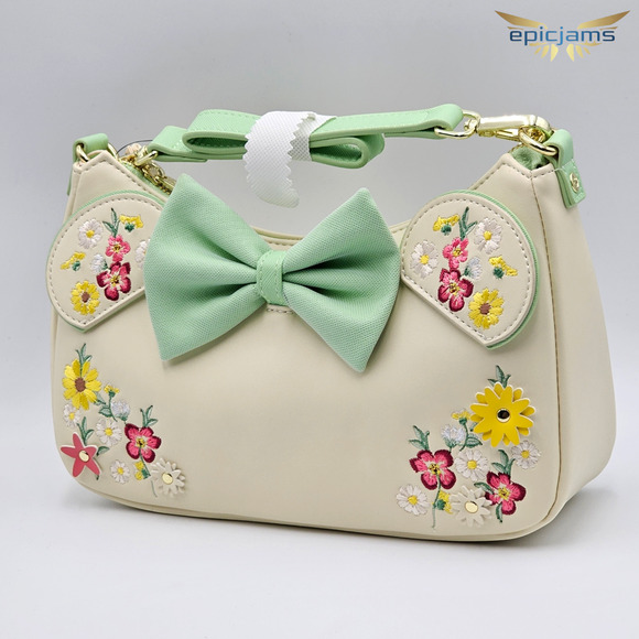Loungefly Disney Minnie Mouse Floral Ears Mint Green Crossbody Shoulder Bag New - Picture 3 of 5